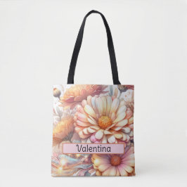Bolso De Tela Aster personalizado de la flor de nacimiento en se
