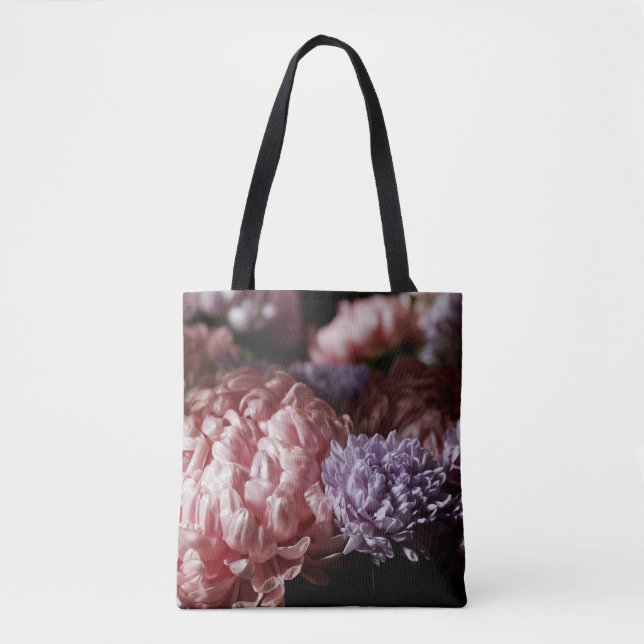 Bolso De Tela Aster rosa Bouquet: Iluminación barroca. (Anverso)
