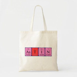 Bolso De Tela Astin nombre de tabla periódica tote bag