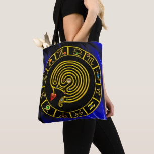 Bolso De Tela Astrología CARÁCTICA ASTRAL LABYRINTH GOLD ZODIAC