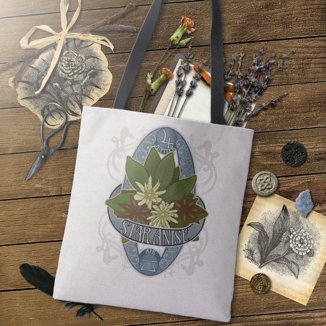 Bolso De Tela Astrología y magia de las flores - Star Anise (An Enchanting Bag for All Your Witchy Stuff. - Flower Astrology and Magic - Star Anise Tote Bag)