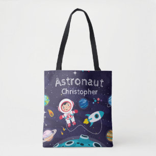 Bolso De Tela Astronaut child on the moon, monogrammed name