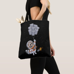 Bolso De Tela Astronauta animal divertido Mapache Luna latas de