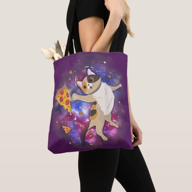Bolso De Tela Astronauta astronauta del gato espacial Pizza Mars (Detalle)