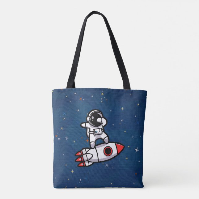 Bolso De Tela Astronauta De Guay En El Cohete (Reverso)