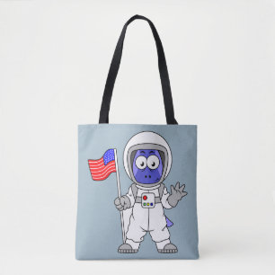 Bolso De Tela Astronauta de Parasaurolophus con bandera estadoun