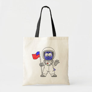 Bolso De Tela Astronauta de Parasaurolophus con bandera estadoun