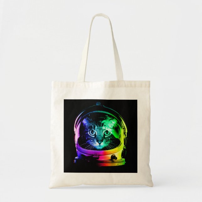 Bolso De Tela Astronauta de un gato colorido (Frente)