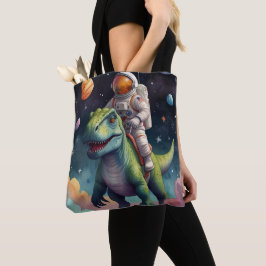 Bolso De Tela Astronauta en Dino en el espacio