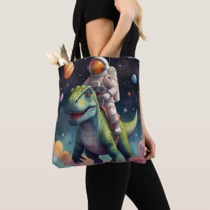 Bolso De Tela Astronauta en Dino en el espacio