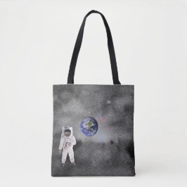 Bolso De Tela Astronauta en el espacio ultraterrestre viendo el 