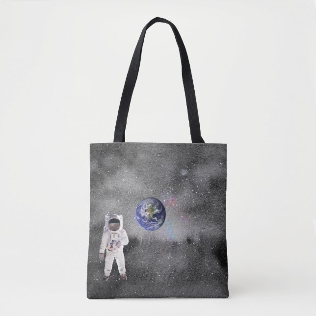 Bolso De Tela Astronauta en el espacio ultraterrestre viendo el  (Anverso)