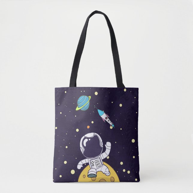 Bolso De Tela Astronauta espacial flota en el espacio ultraterre (Anverso)