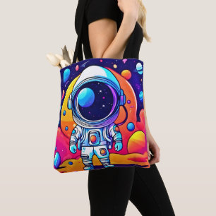 Bolso De Tela Astronauta vibrante en arte cósmico