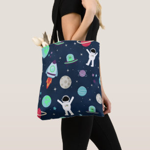 Bolso De Tela Astronautas Planetas Cohetes y Alienígenas