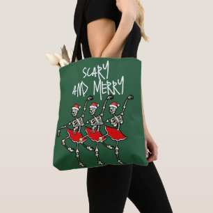 Bolso De Tela Asustada y alegre bailarina de cráneo de Navidad