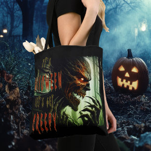 Bolso De Tela Asustado monstruo de la madera de horror, demonio