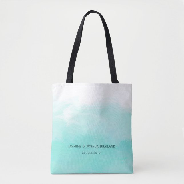 Bolso De Tela Ataques de brocha acuática verde de menta (Anverso)