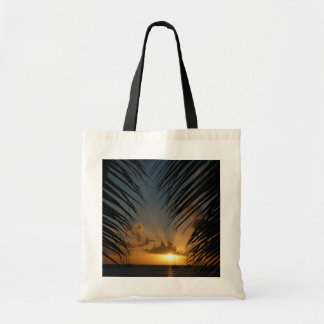 Bolso De Tela Atardecer a través de la orilla de la palma