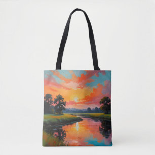 Bolso De Tela Atardecer al borde del río