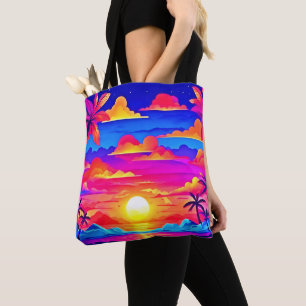 Bolso De Tela Atardecer Colorido de Palma