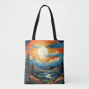 Bolso De Tela Atardecer Colorido de Verano en un Cañón