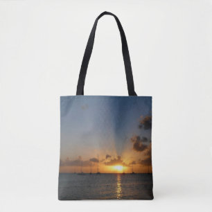 Bolso De Tela Atardecer con veleros paisaje tropical foto
