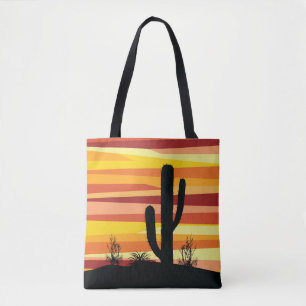 Bolso De Tela Atardecer del desierto geométrico