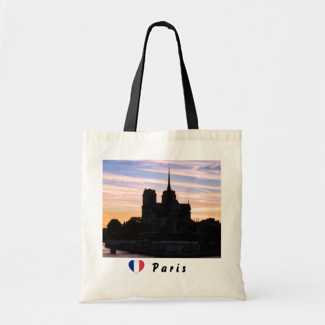 Bolso De Tela Atardecer en Notre Dame de París - París, Francia (Frente)