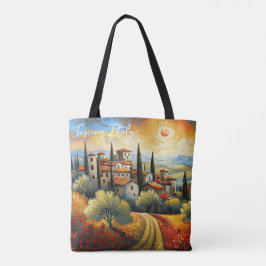 Bolso De Tela Atardecer en viñedos Toscana Pintando Italia Viaje