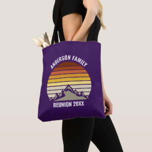 Bolso De Tela Atardecer Morado Retro Montaña Personalizado