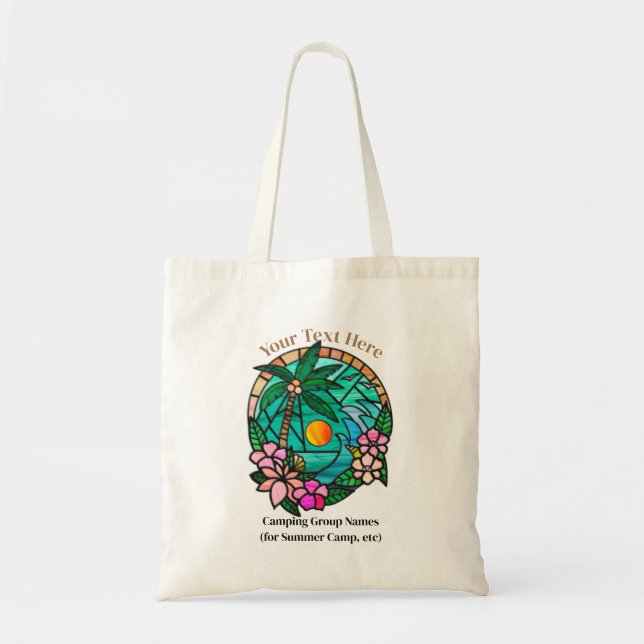 Bolso De Tela Atardecer personalizar sobre un océano con pájaros (Frente)