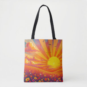 Bolso De Tela Atardecer radiante sobre un paisaje peculiar