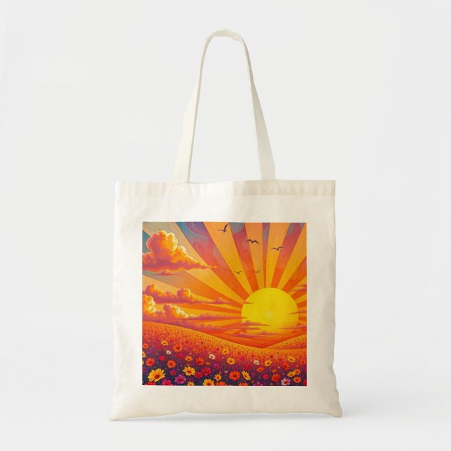 Bolso De Tela Atardecer radiante sobre un paisaje peculiar (Frente)