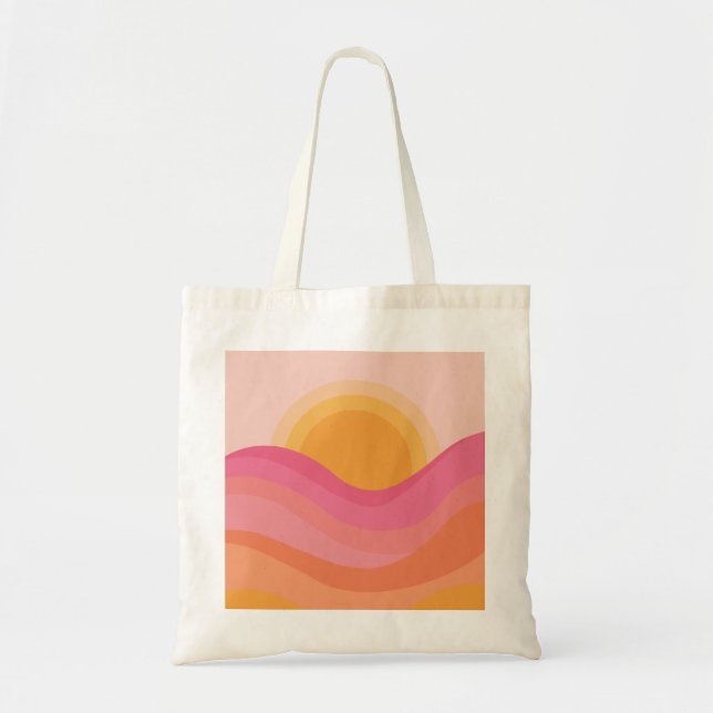 Bolso De Tela Atardecer Retro Abstracto (Frente)