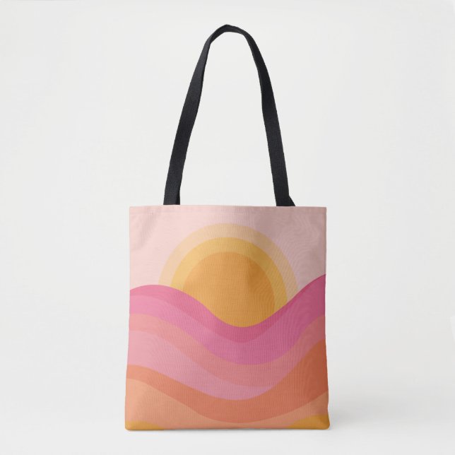 Bolso De Tela Atardecer Retro Abstracto (Anverso)