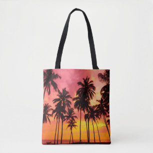 Bolso De Tela Atardecer tropical: Serenidad de la silueta de la 