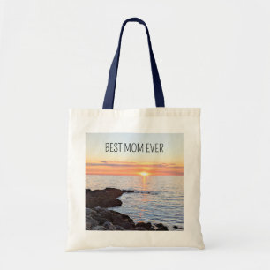 Bolso De Tela Atardecer y foto del océano Mejor mamá del mundo