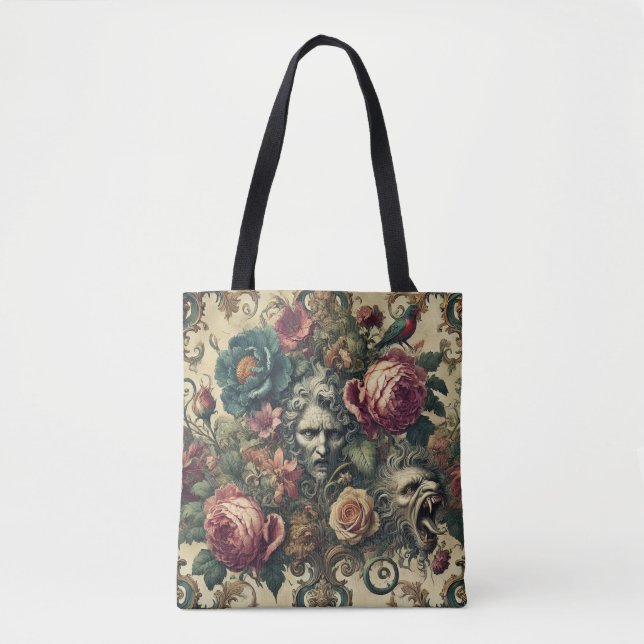 Bolso De Tela Atelier Arcano - Firma Floral gótica (Anverso)