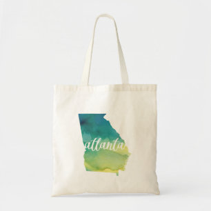 Bolso De Tela Atlanta, Georgia acuarela azul y verde del  