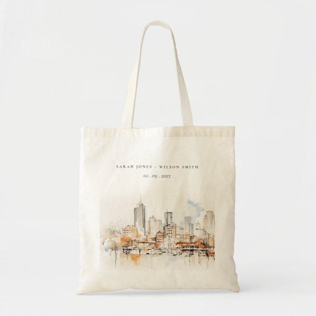Bolso De Tela Atlanta Georgia Watercolor Landscape Wedding (Frente)