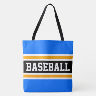 Bolso De Tela Atletico BEISBOL Azul Brillante Negro Naranja Raya