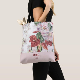 Bolso De Tela Atractiva personalizada gran floral borgoña 