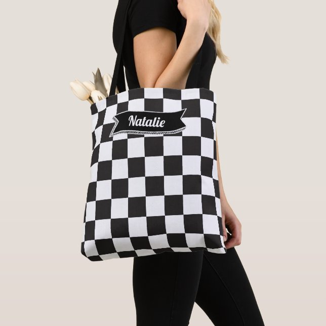 Bolso De Tela Atractivo monograma Guay negro y blanco controlado (Detalle)