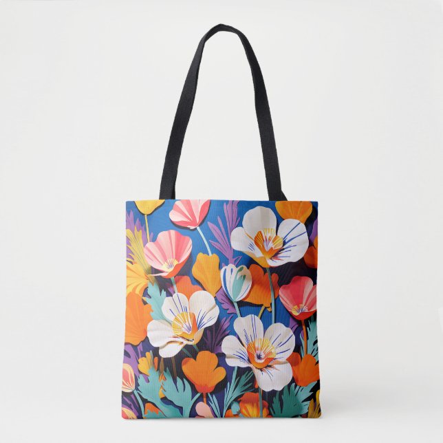 Bolso De Tela Audaces Pop Art California Poppies (Anverso)