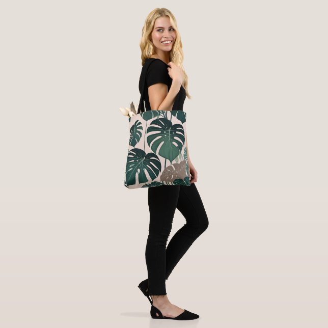 Bolso De Tela Audaz Monstera Verde deja la jungla tropical (Puesto)