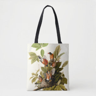 Bolso De Tela Audubon American Robin Wildlife Bird Ilustracion