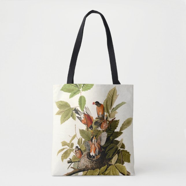 Bolso De Tela Audubon American Robin Wildlife Bird Ilustracion (Anverso)
