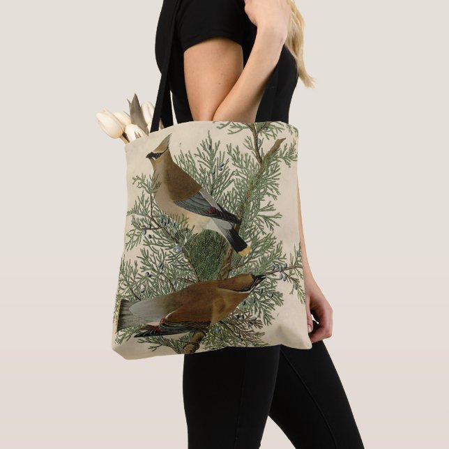 Bolso De Tela Audubon Cedar Waxwing Bird (Detalle)