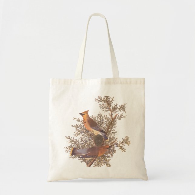 Bolso De Tela Audubon Cedar Waxwing Songbirds en Juniper (Frente)